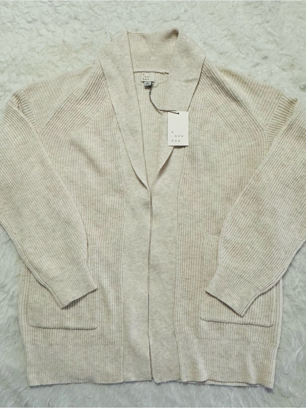 a new day Cream Open-Front Shawl Collar Cardigan